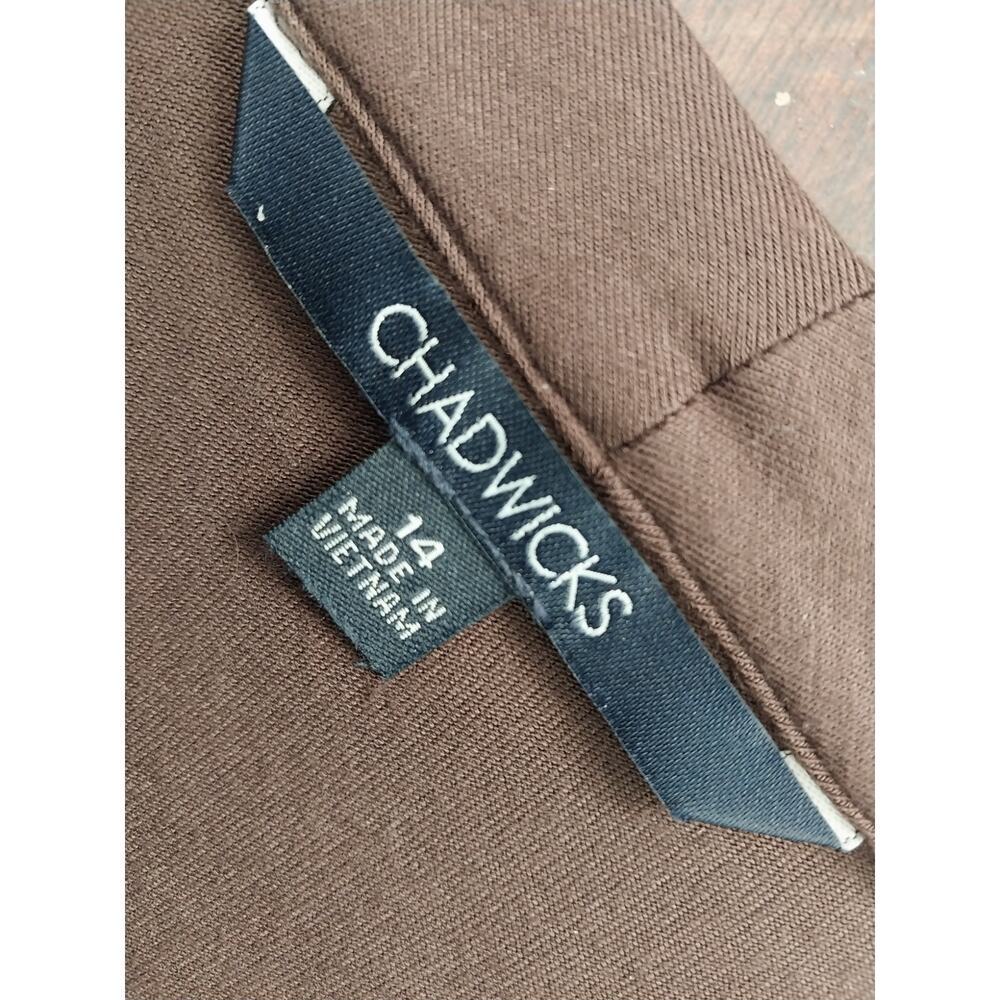 CHADWICKS! ESPRESSO BROWN KNIT JERSEY WRAPPED BELT, HALF SLV MIDI DRESS! SZ 14 - Picture 10 of 13